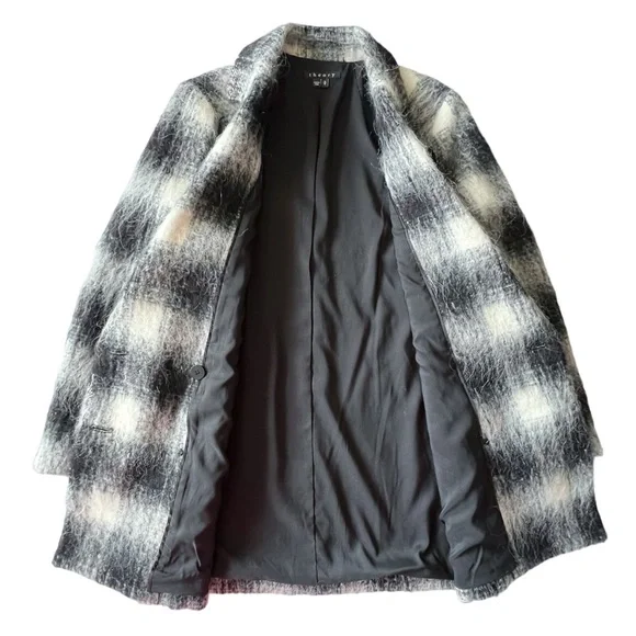 Theory Plaid Cafe Lithe Double Breasted CoatMEDIUM